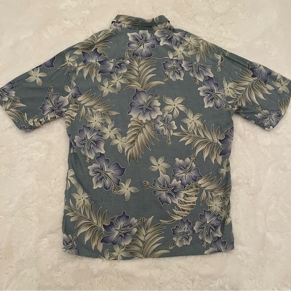 IZOD Men's Floral Shirt - Blue and Cream L - Picture 4 of 6